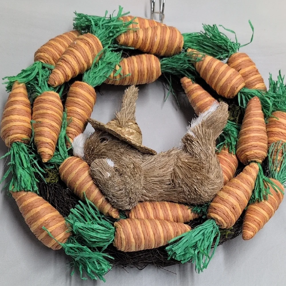 Whimsical Carrot and Bunny Wreath